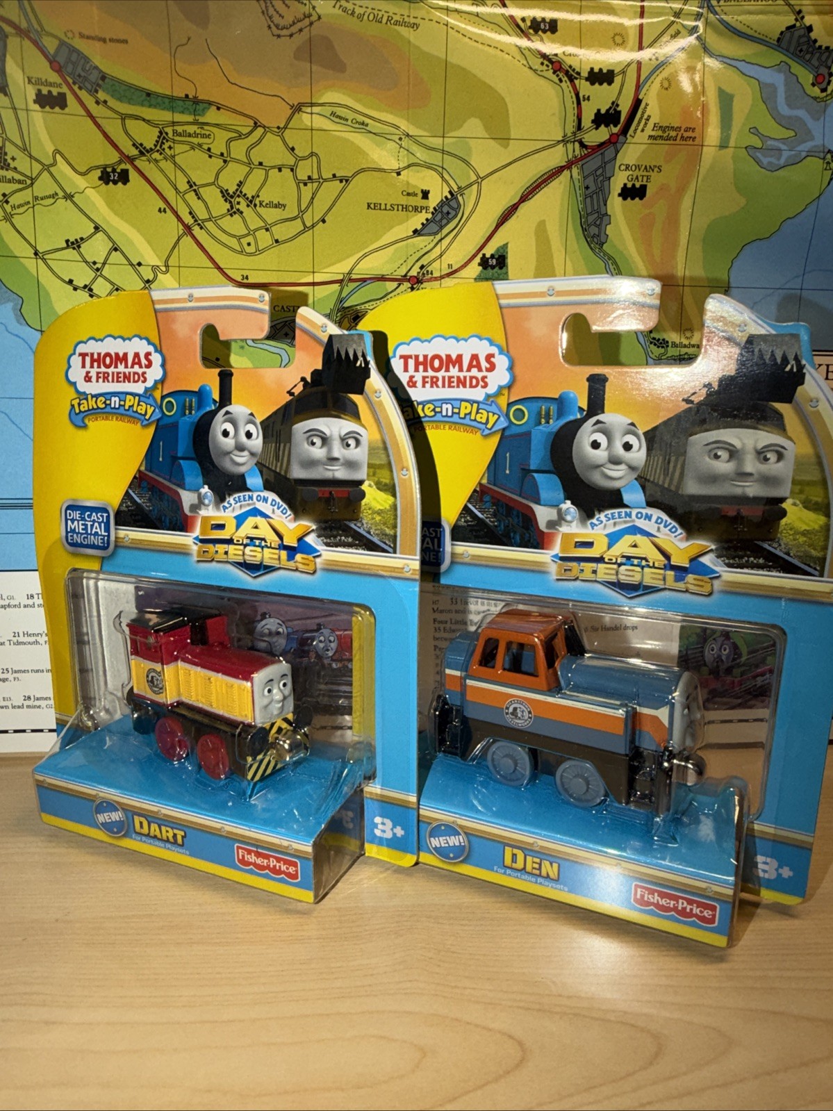 DEN DART THOMAS FRIENDS TRAIN ! TAKE ALONG N PLAY DIECAST USED IN BOX DAY OF