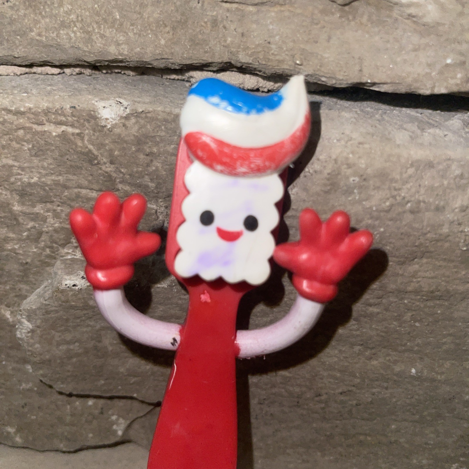 1pcs Red Bendable Toothbrush Action Figure (Bendable Toy for Kids – Some Wear)