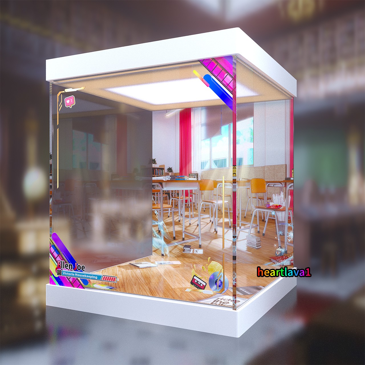 Acrylic Display Box Dustproof Case for 1/8 Zenless Zone Zero Ellen Joe Figure