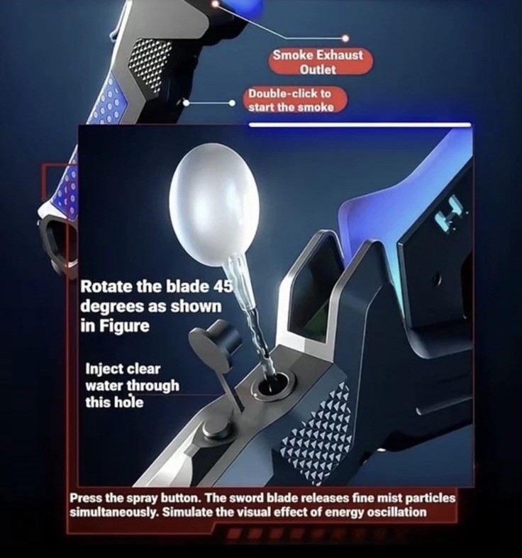 2-in-1 LED Shadow Axe Sword, Transforming, Mist Sound FX, USB Rechargeable NEW
