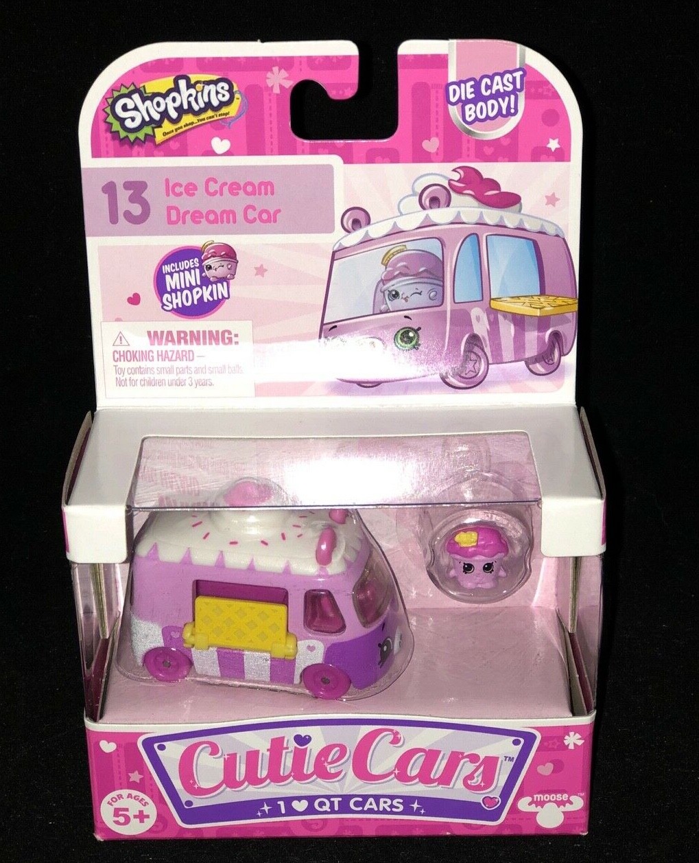 SHOPKINS CUTIE CARS SERIES 1 # 13 ICE CREAM DREAM DIE CAST BODY CAR DISCONTINUED
