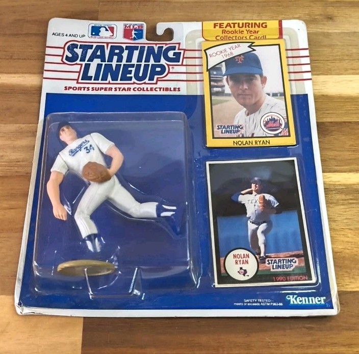 1990 Starting Lineup Nolan Ryan Texas Rangers MLB NIB New Kenner Figure + Cards