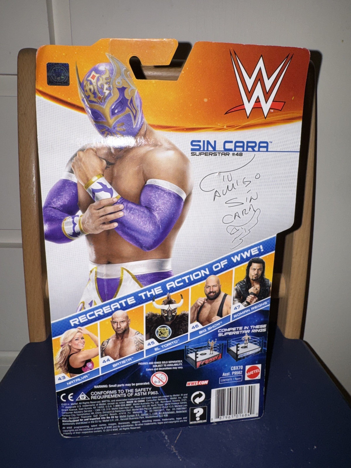 MINT SEALED MOC WWE Mattel Basic Series 42 Sin Cara Figure Luchador Purple AAA