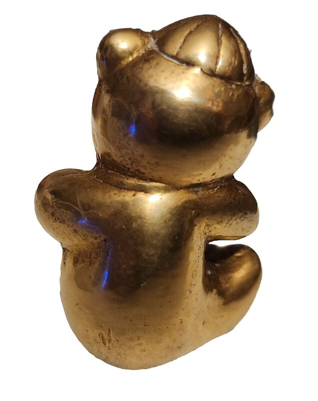 VINTAGE Solid BRASS Heavy! 2 Inch BEAR FIGURINE