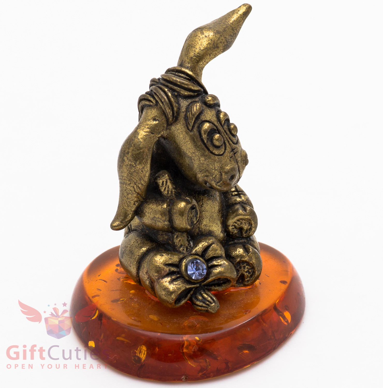 Solid Brass Amber Figurine Winnie the Pooh Eeyore Donkey Ослик Иа IronWork
