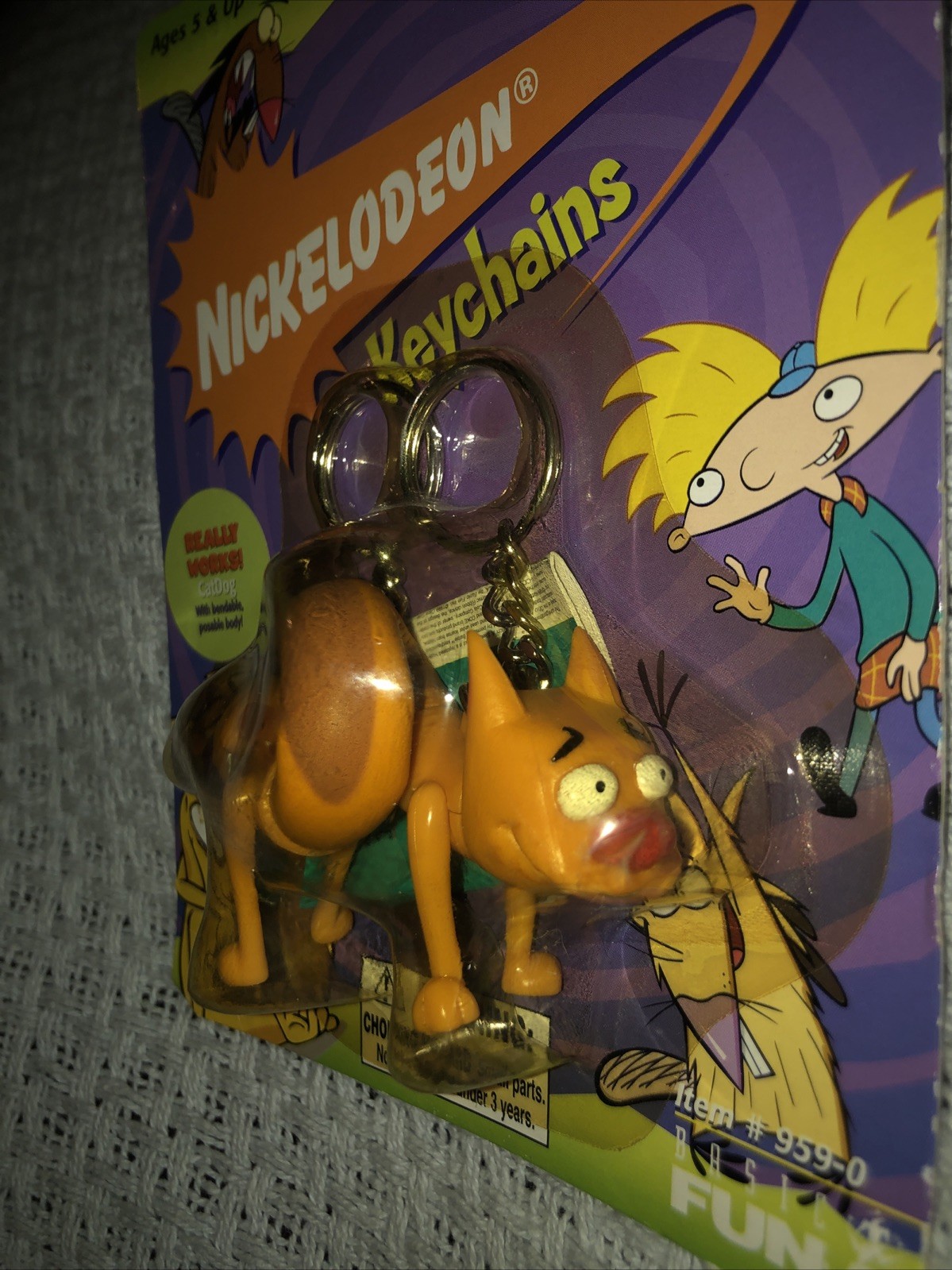 CatDog NICKELODEON Basic Fun Keychain 957-0 Sealed 1999 Cartoon Figure Toy Cat