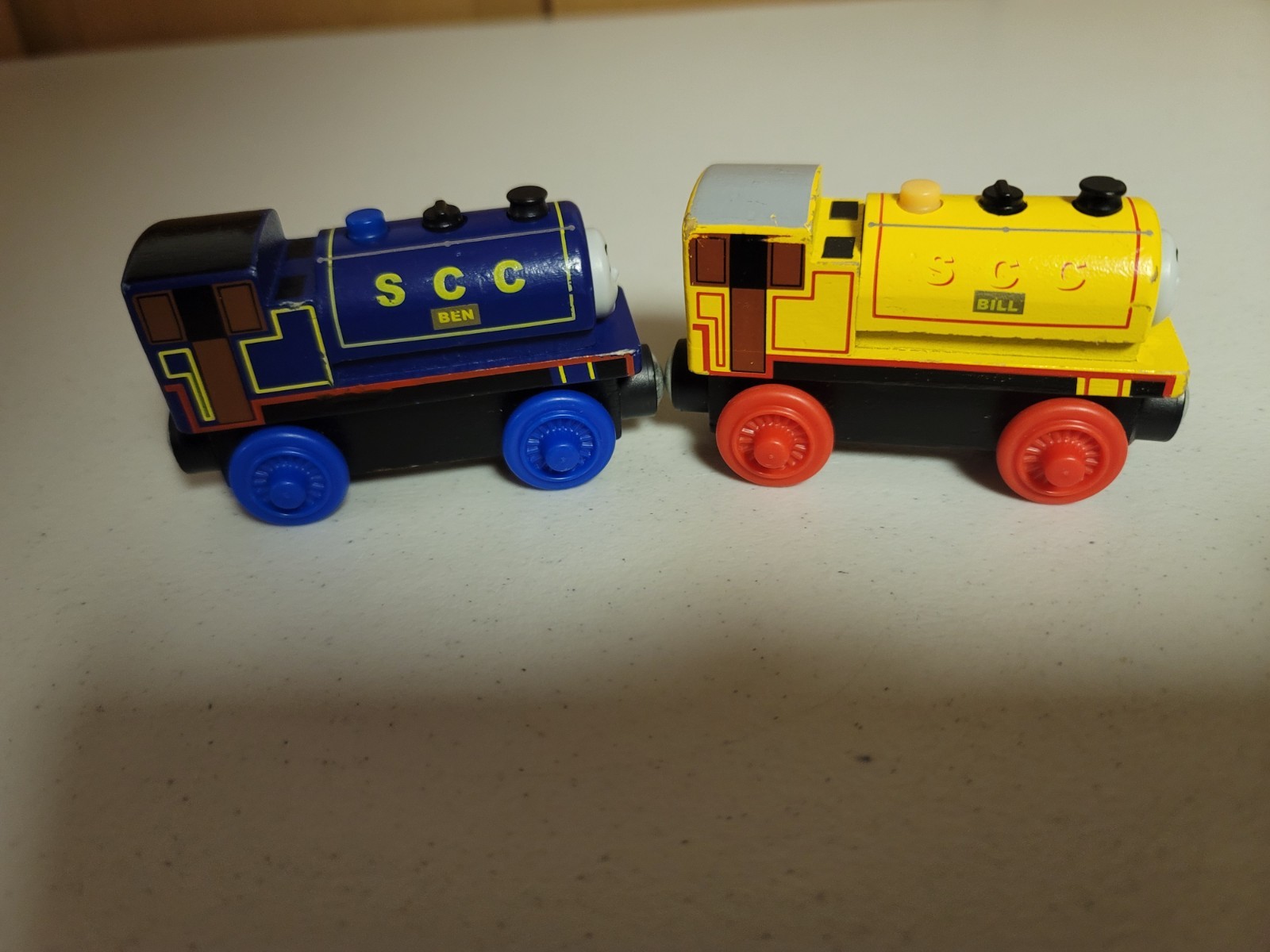 Thomas Wooden Railway Bill & Ben Twin Trains Fisher Price Very Good Condition