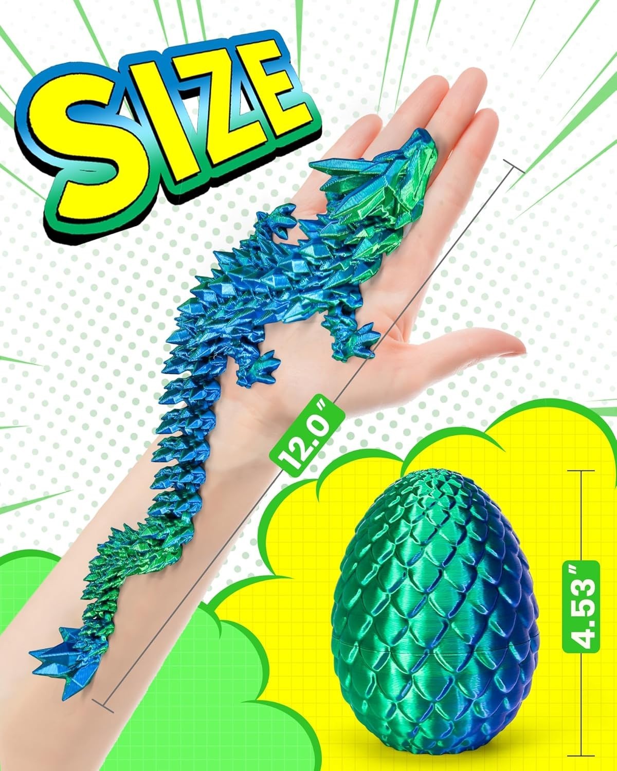 3D Printed Dragon Egg Christmas Party Favors Kids Boys Plastic Figurine