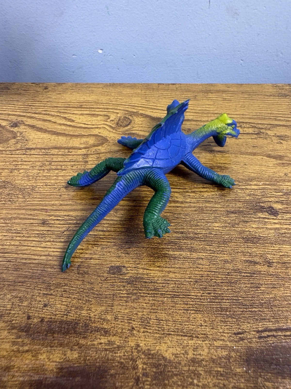 Dor Mei Double Headed Turtle Monster Figure Rubber Blue Green Fantasy Dragon