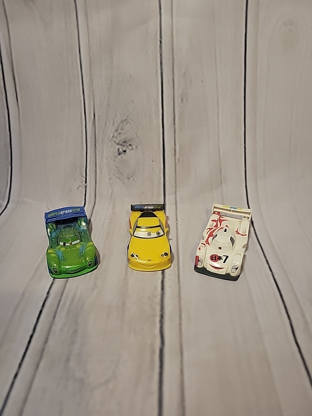 Cars The Movie- (3 Lot) Plastic Cars Figurines WorldGrandPrix None Moveable