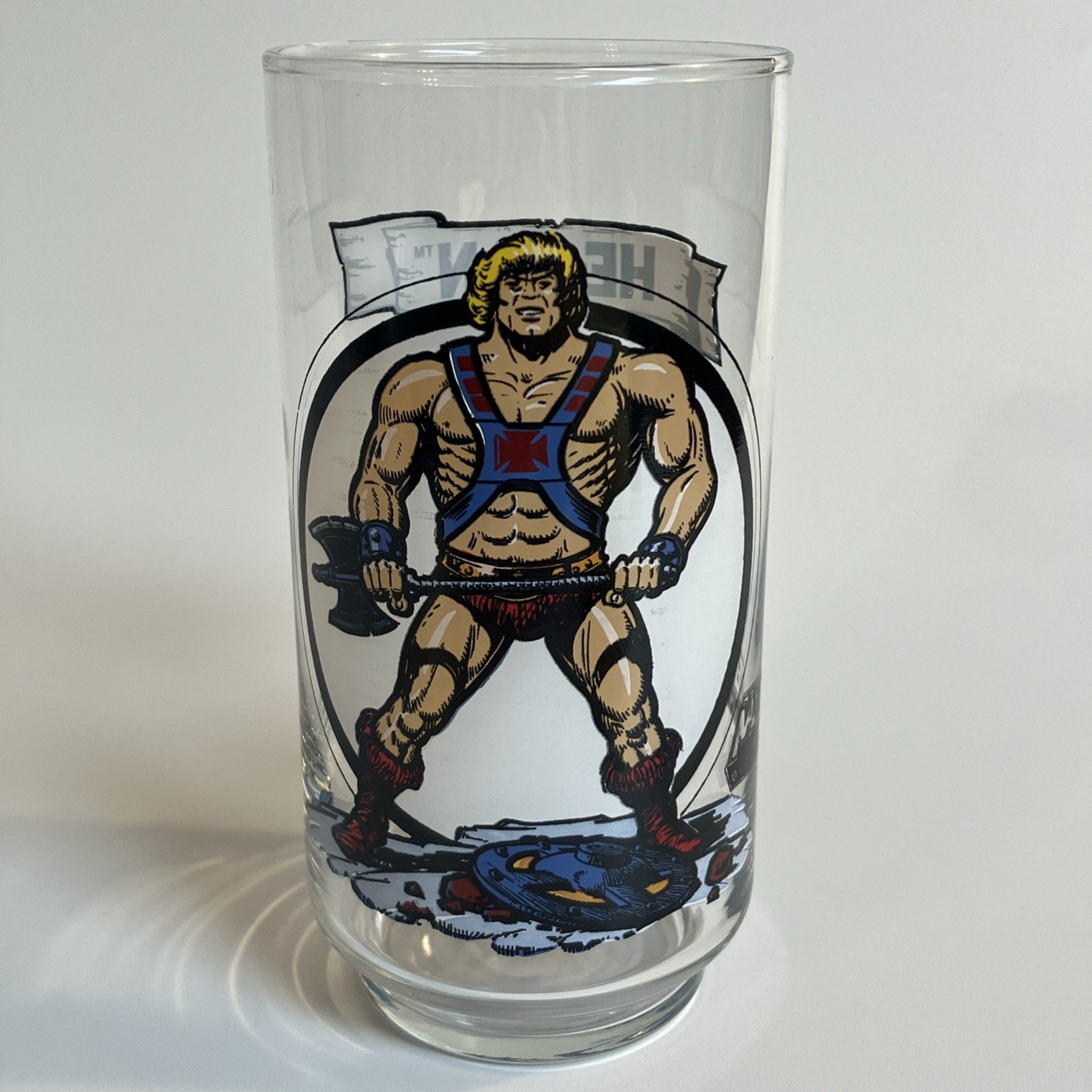 Vintage 1980s Masters Of The Universe HE-MAN Cartoon Drinking Glass