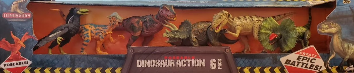 KID GALAXY POSEABLE 9-INCH DINOSAUR ACTION 6 PACK *NEW