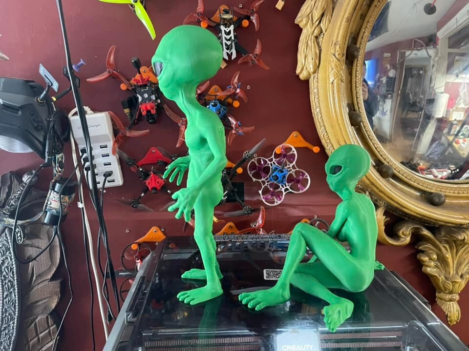 Grey/Green Alien Action Figure Set! 12&Prime;