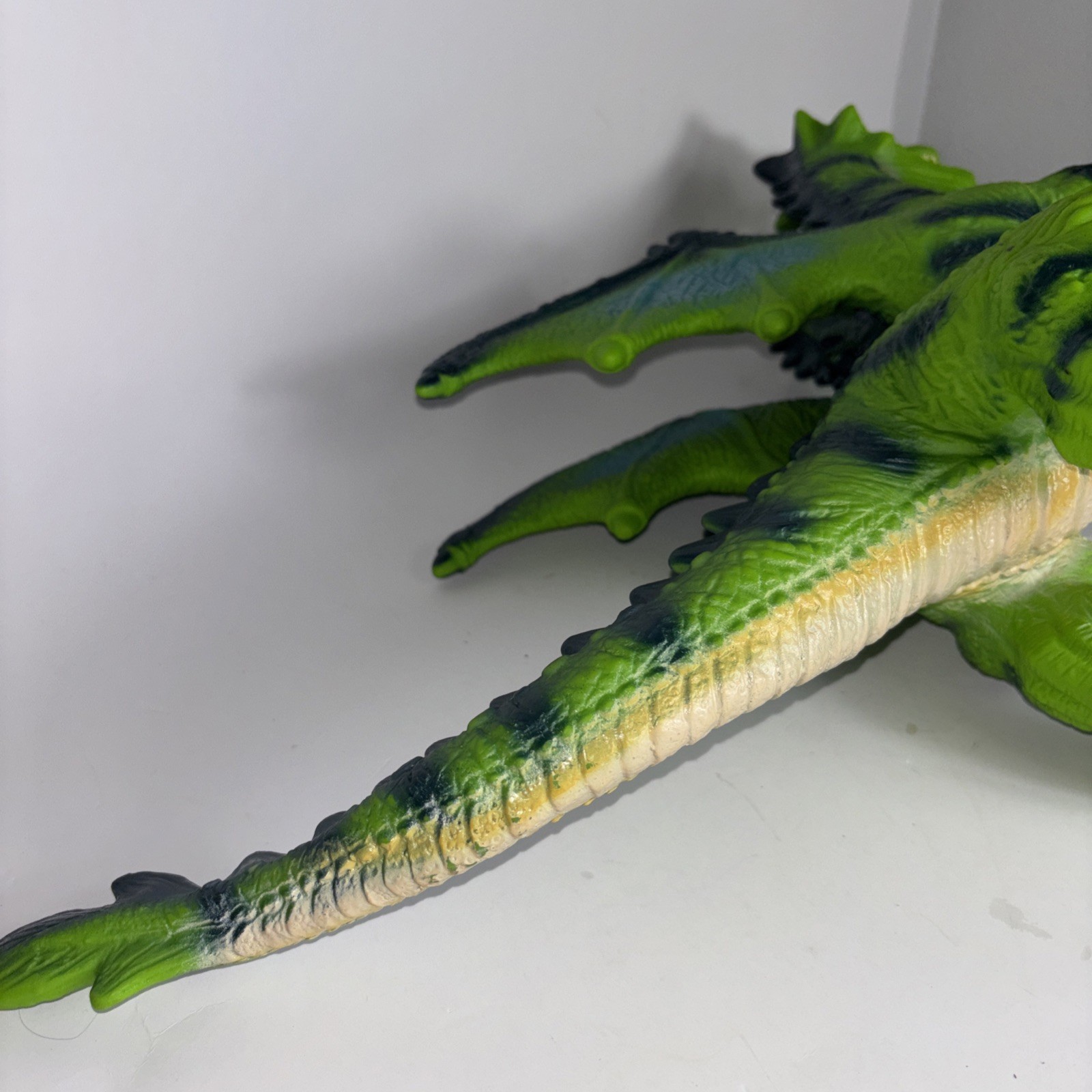 Wild Earth Jumbo Double Headed Dragon Figure Soft Rubber 15&Prime; Toy Green Blue Wing