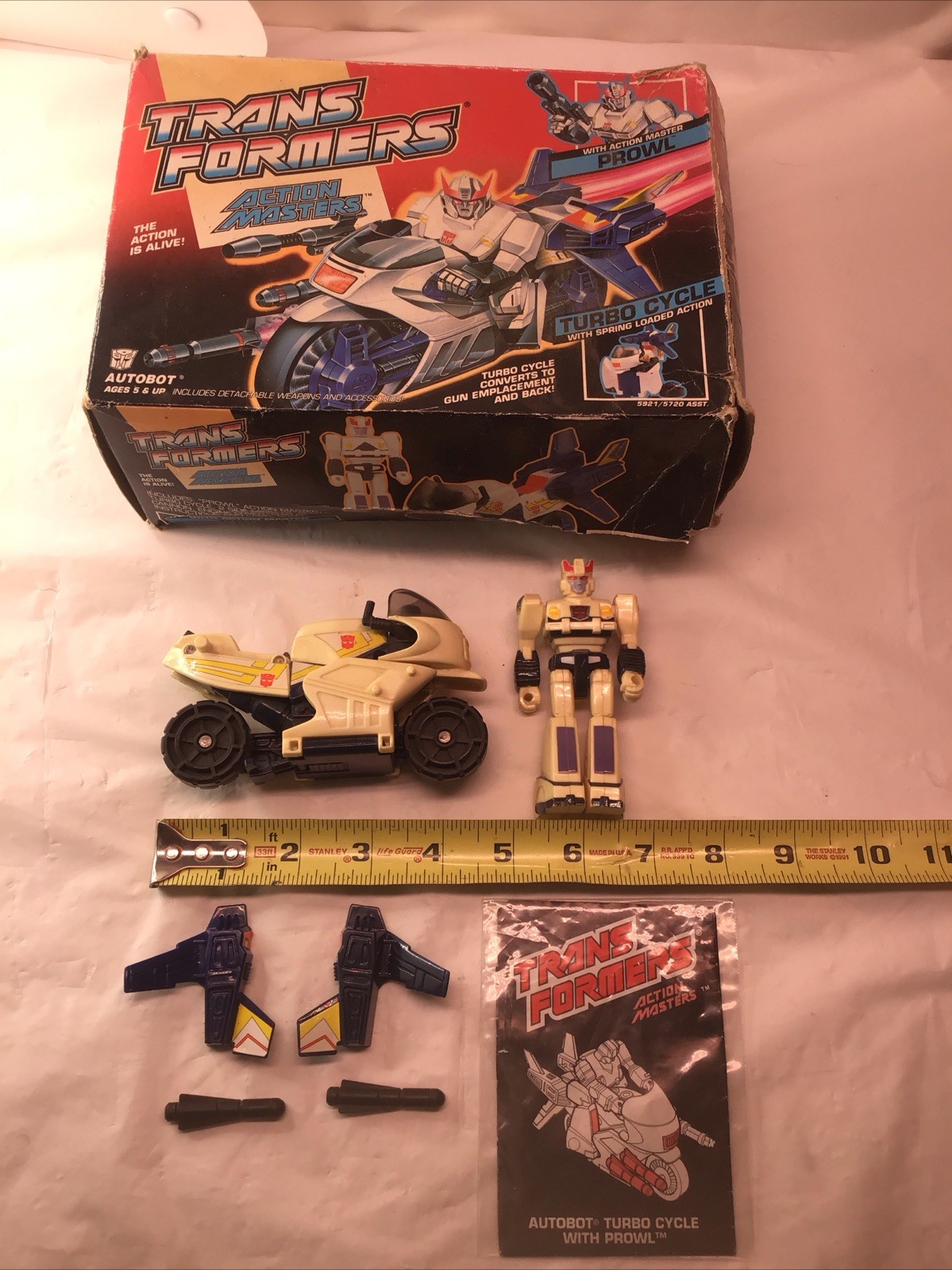 Prowl G1 in BOX TURBO CYCLE Action Masters Vintage Hasbro Transformers PARTS