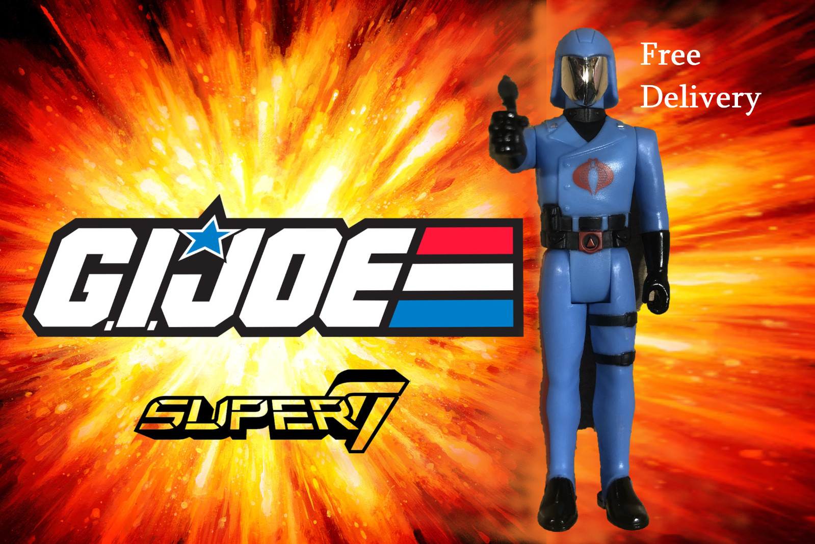 G.I. JOE Cobra Commander Enemy Leader 3.75&Prime; ReAction Figure Vac Metal Variant