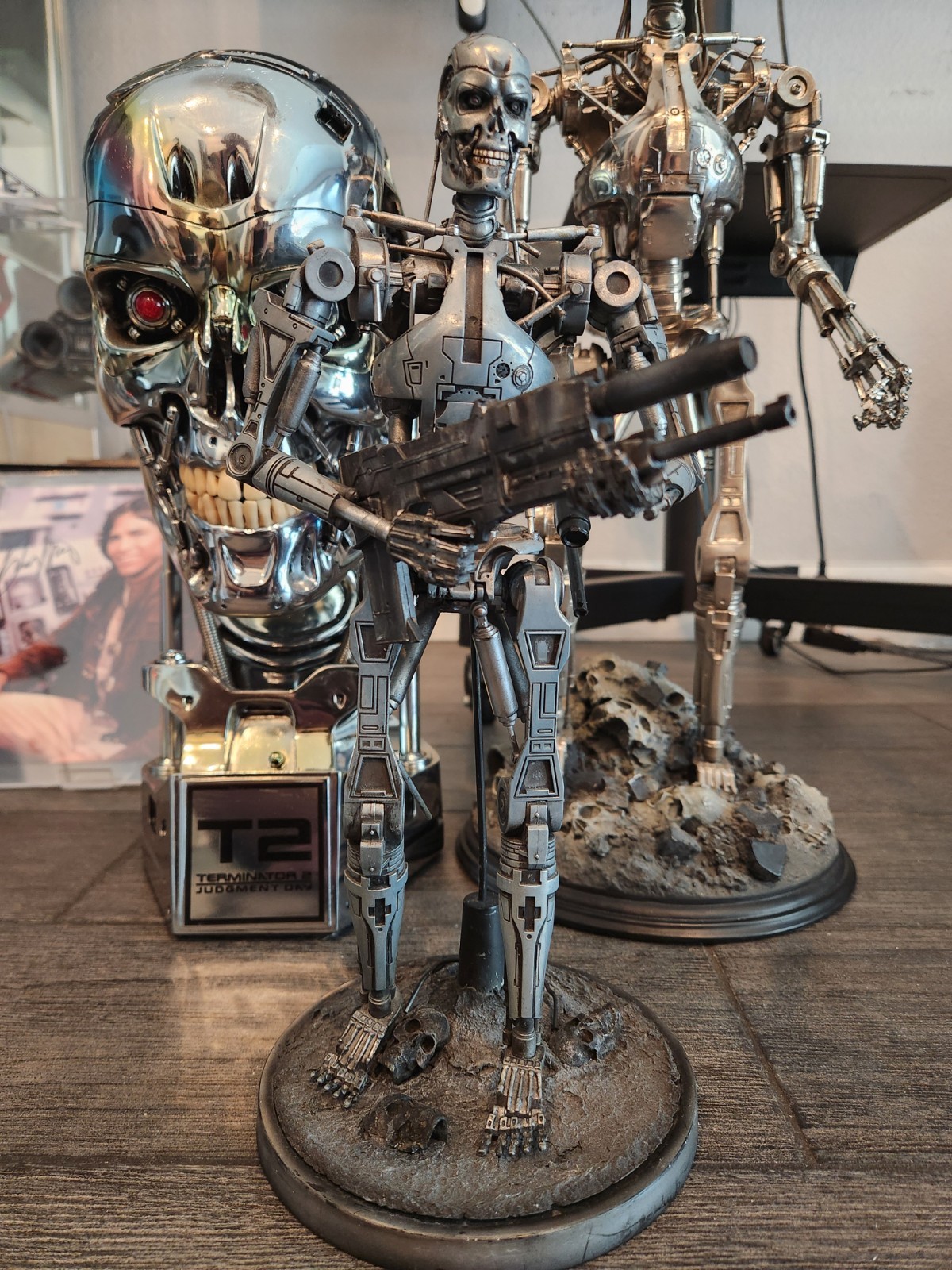PROTOTYPE AOSHIMA T2 ENDOSKELETON DIE CAST STATUE 1/6 W CERTIFICATE + SIDESHOW B
