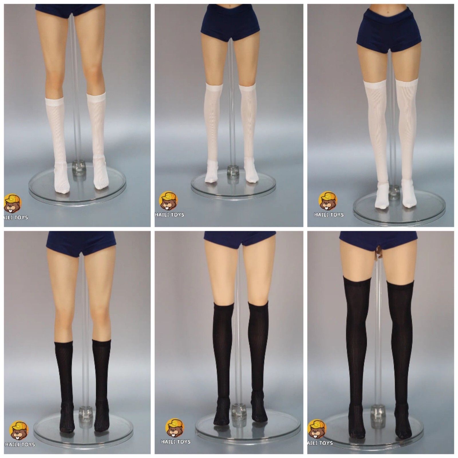 HAILI TOYS 1/6 Elastic High stocking Calf Socks Clothes For 12&Prime; Female Figure