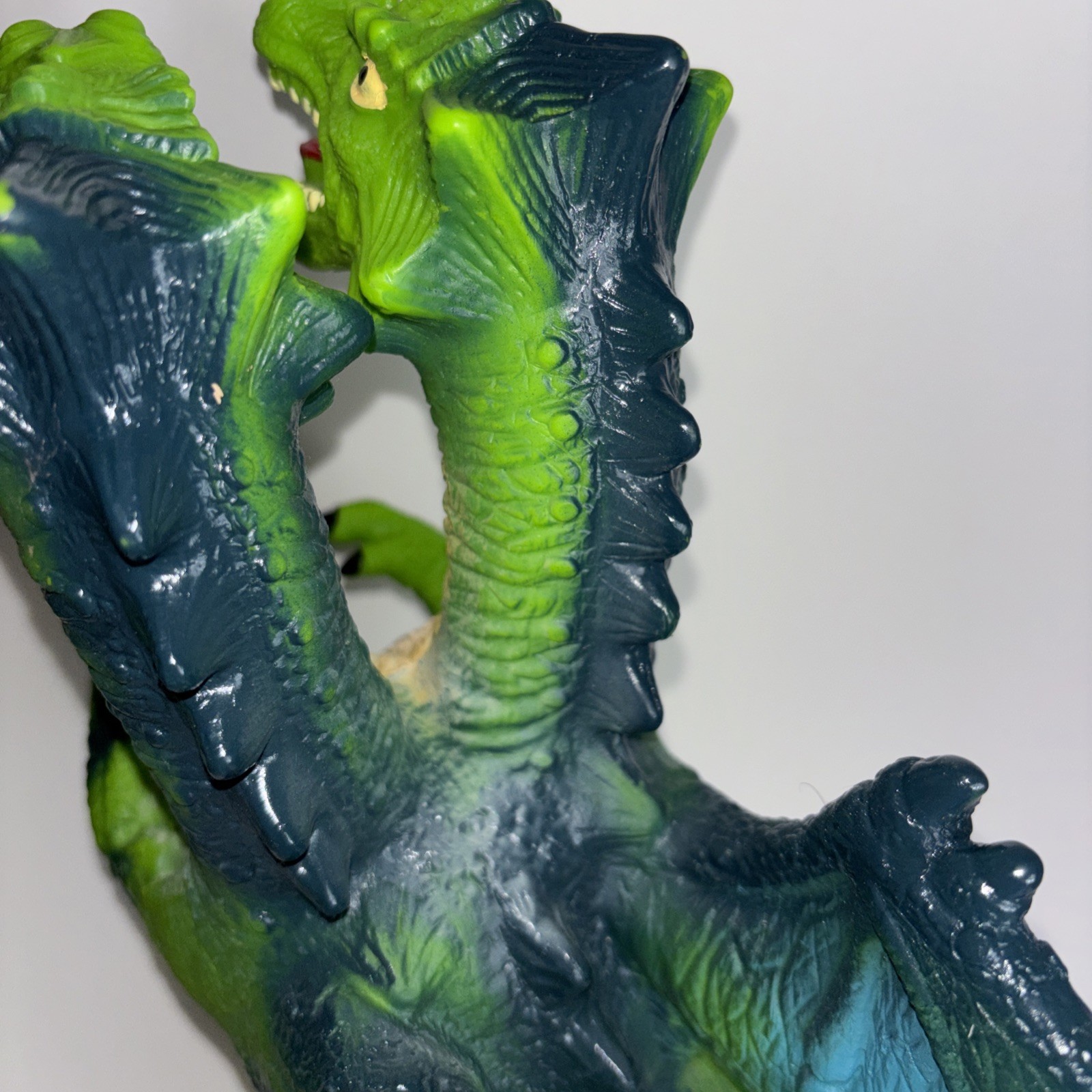 Wild Earth Jumbo Double Headed Dragon Figure Soft Rubber 15&Prime; Toy Green Blue Wing