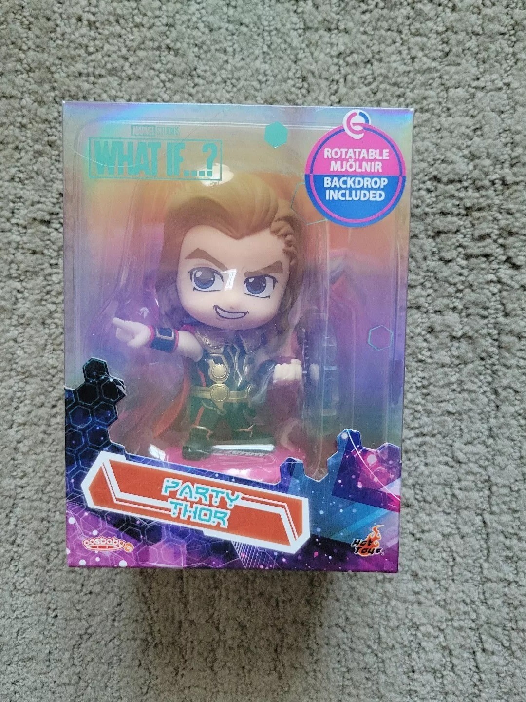 Cosbaby Marvel What If Party Thor Bobble-Head with Backdrop COSB886