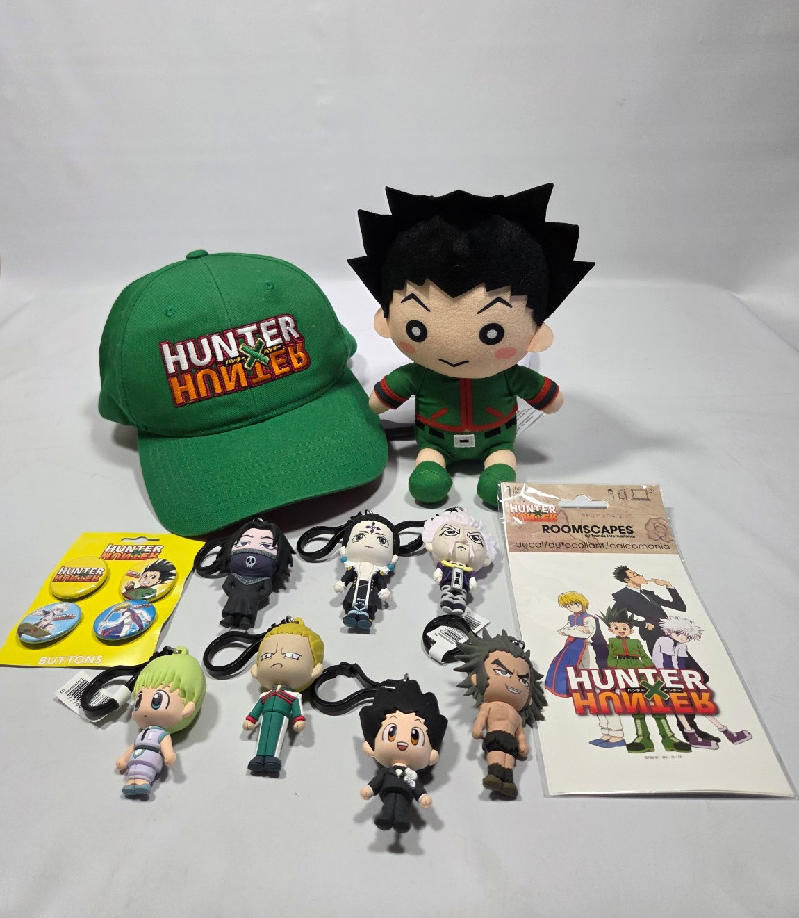 Hunter X Hunter Mixed Lot Figural 3D Bag Clips, Hat, Sticker, Plush, Pins HxH