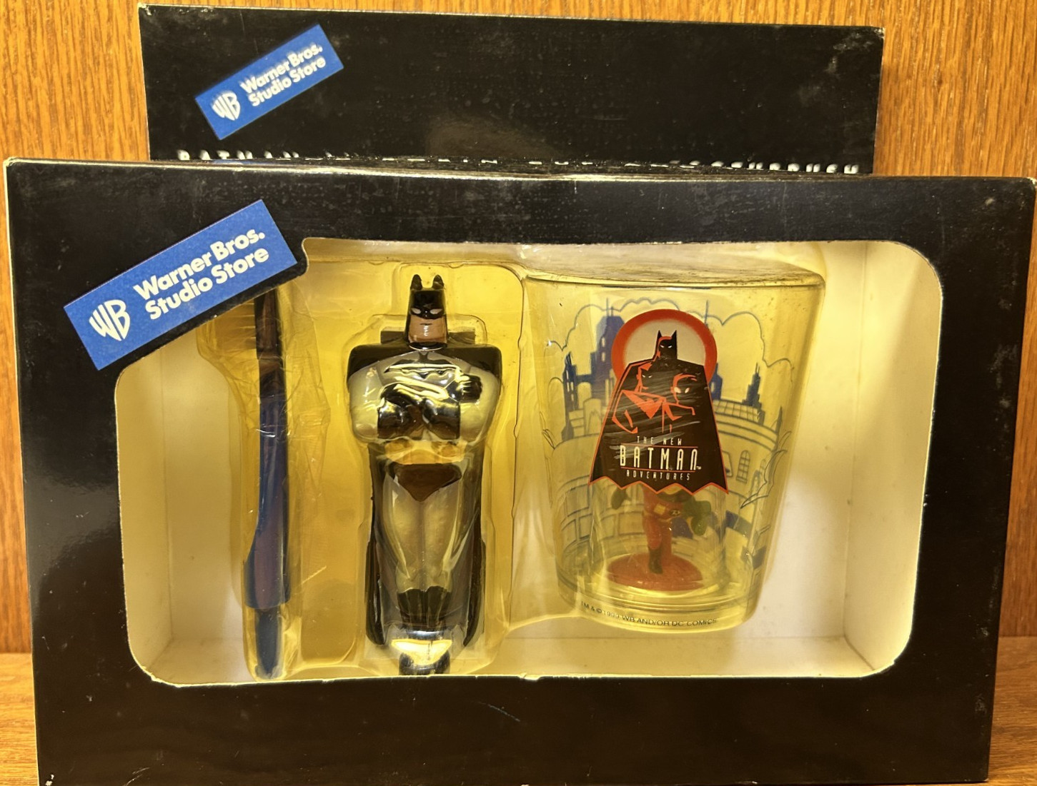 1998 Warner Bros Studio Store Batman and Robin Cup and Toothbrush