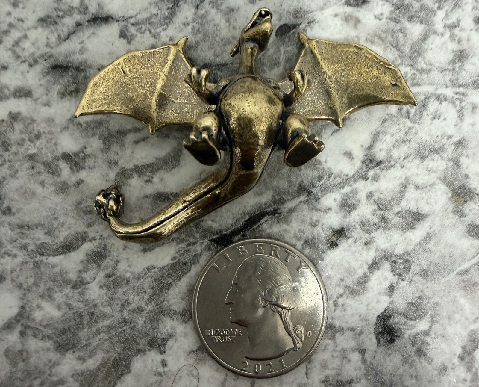 Vintage Solid Brass Charizard Miniature Figure – Heavy Metal Pokémon Collectible