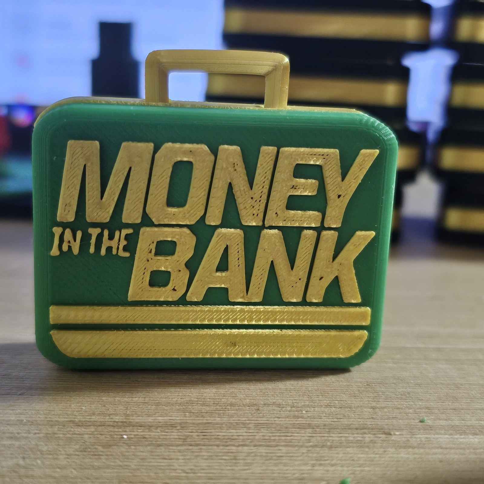 WWE Mattel 3D Printed Green/Gold Money In The Bank Briefcase 2025 Accessory V2