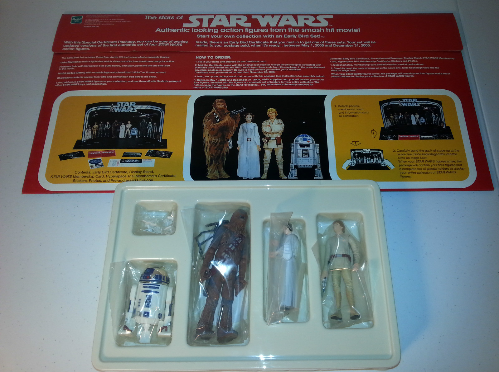 &rsquo;05 EARLY BIRD STAR WARS MAIL AWAY FIGURE KIT+Certificate Package Display stand