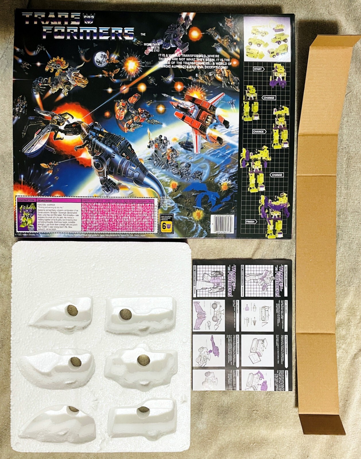 TRANSFORMERS G1 DECEPTICON CONSTRUCTICONS DEVASTATOR GIFTSET BOX, FOAM, & MANUAL