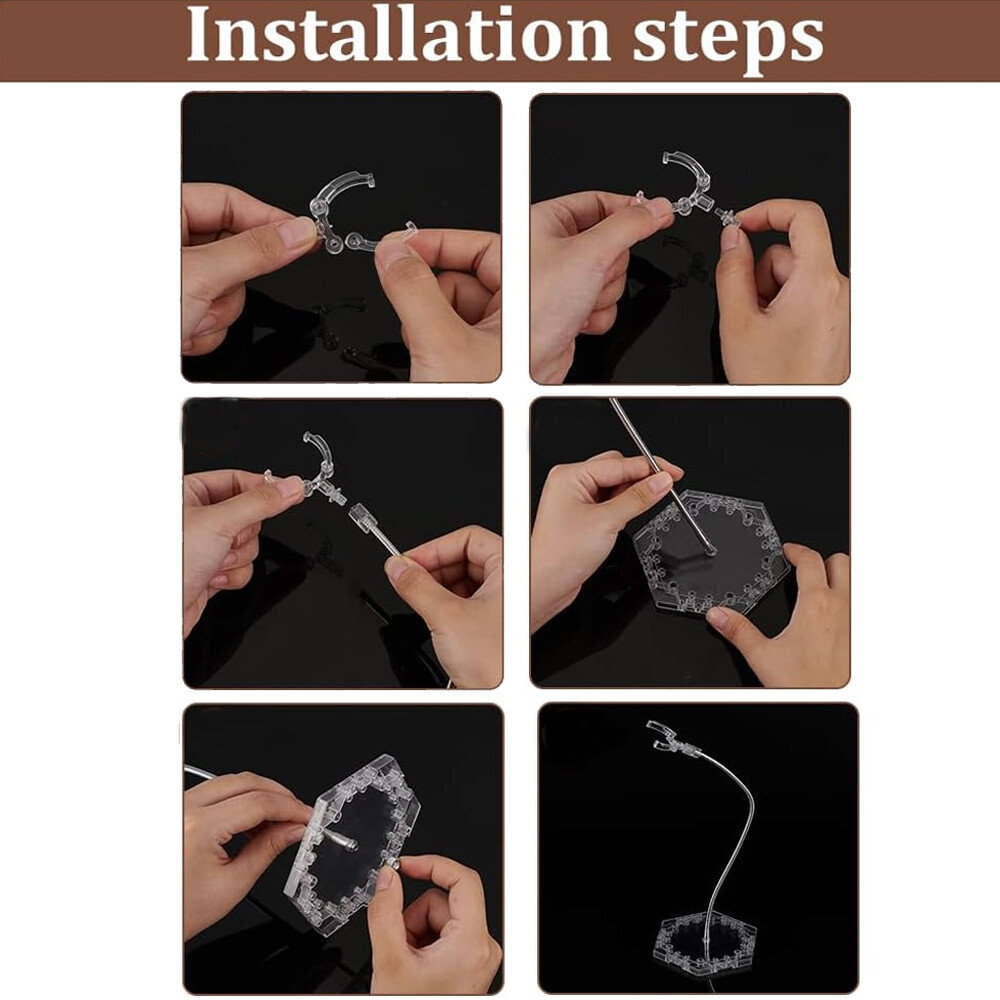 4PCS Action Figure Stand with Adjustable Metal Support Arm, Action Figure Clear