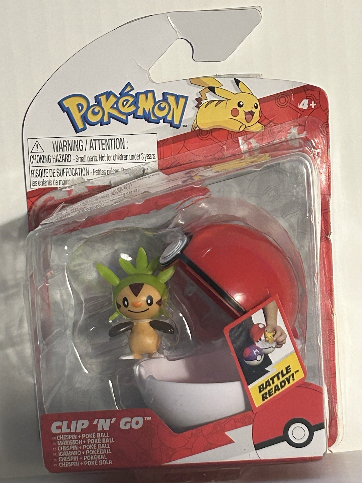 Pokmon Clip N Go Chespin Includes 2” Inch Battle Figure and Poke Ball New