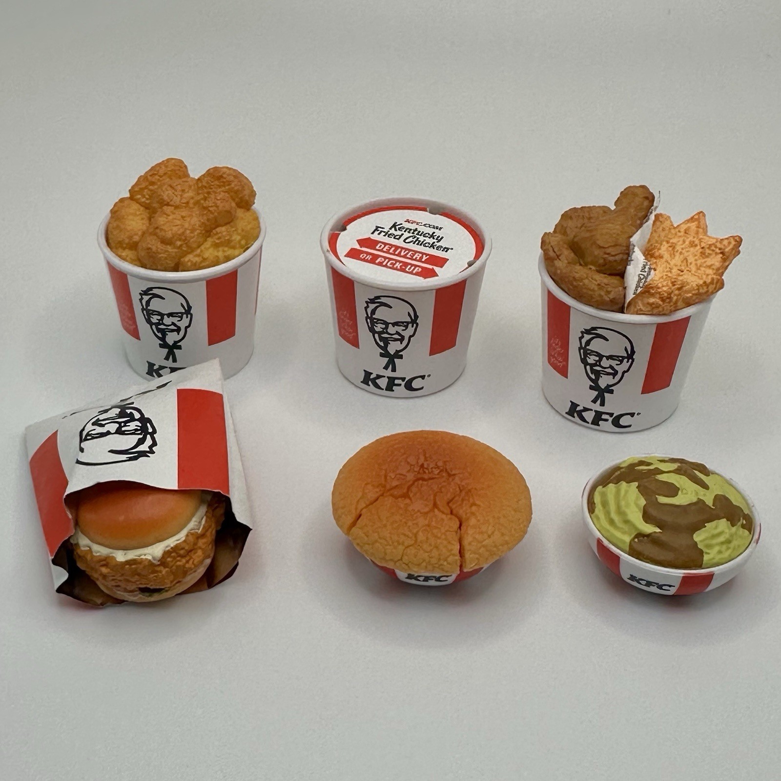 Lot of 6 KFC Mini Brands Food – Chicken Sandwich Pot Pie Mixed Original Buckets