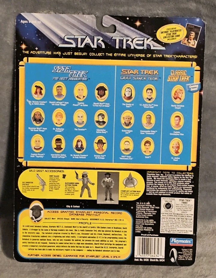 1995 Star Trek the Next Generation Playmates Holodeck Sheriff Worf & Alexander
