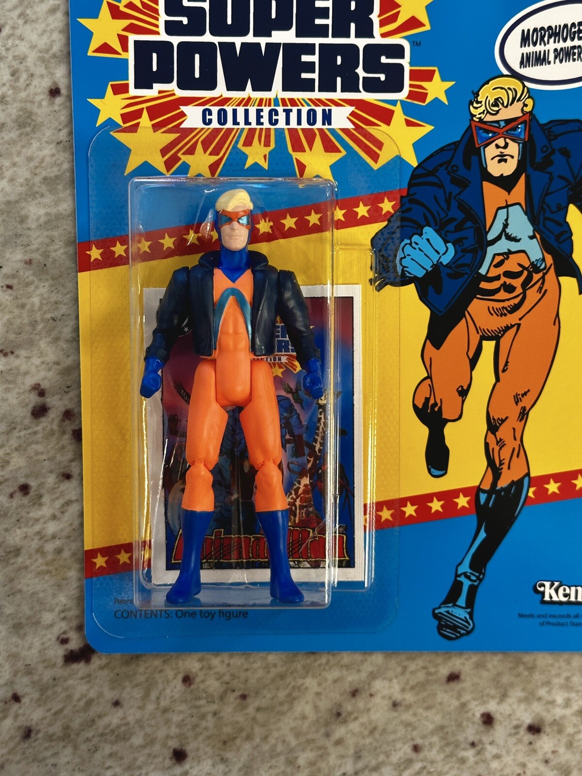 Custom DC “Kenner” Super Powers ANIMAL MAN Figure – MOC – with collectors card!