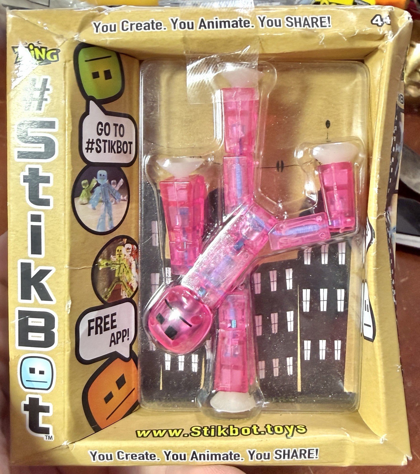 Stikbot single figure pack: Zing, 2015 series 1 translucent pink, new in package