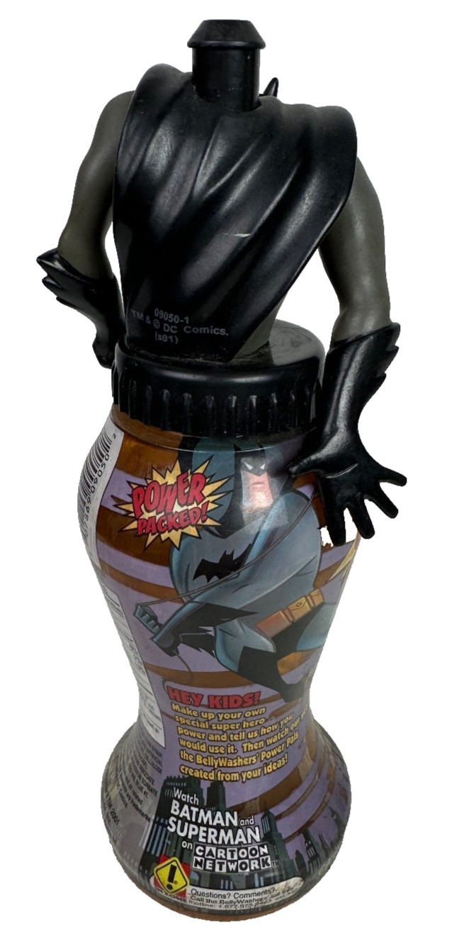 Belly Washers 2001 DC Comics Batman Action Figure ~ Reusable Water Drink Bottle