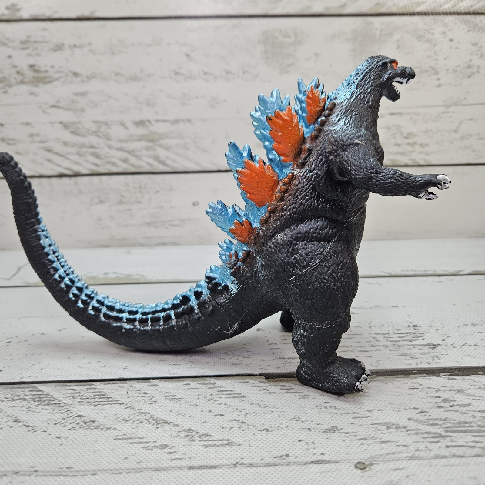 Soft Rubber Stuffed Godzilla Third Party Figure 6&Prime; Orange Blue Spikes Read
