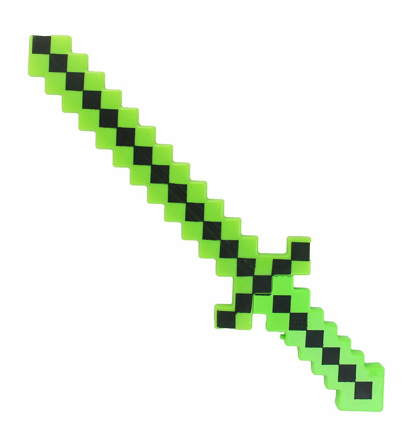 SET of 2 – MineCraft Pixel Classic Sword LED Flashing Lights and FX Sounds Green