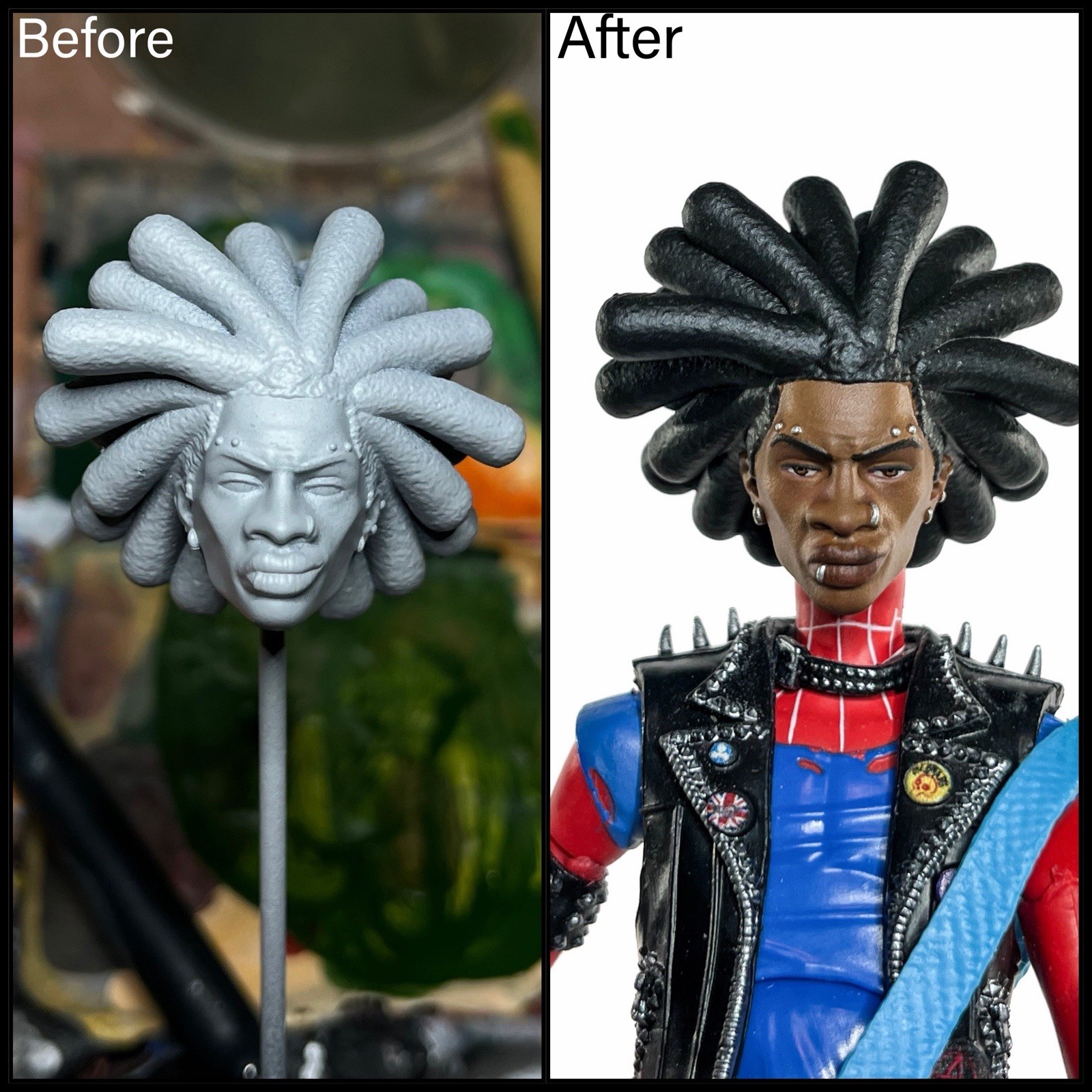 Custom (Made To Order) Marvel Legends Spider punk Unmasked Painted Headsculpt