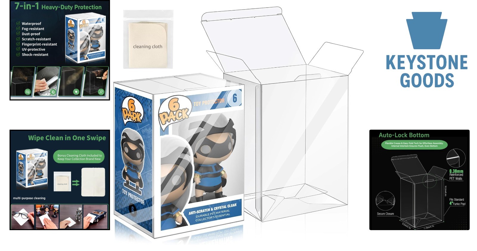 6 Pack Clear Display Cases for 4-Inch Figures – Dust & Scratch Resistant