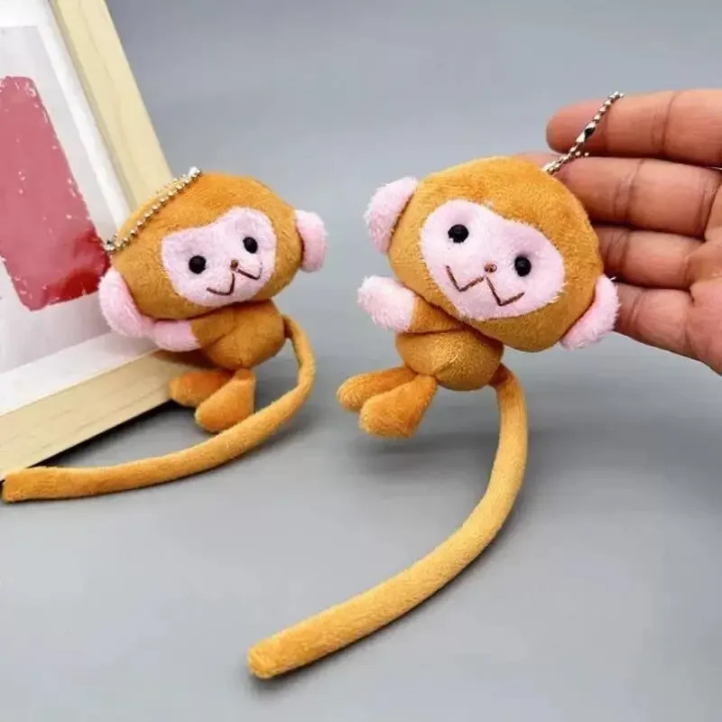 Cartoon Long Tailed Monkey Doll Key Chain Pendant DIY Plush Toy Doll Keychain