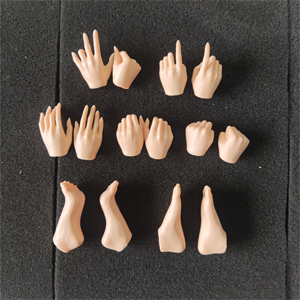 1/6 7 Pairs Suntan/Pale Hands &Foot Shape Model For 12 » Female Figure Doll Body