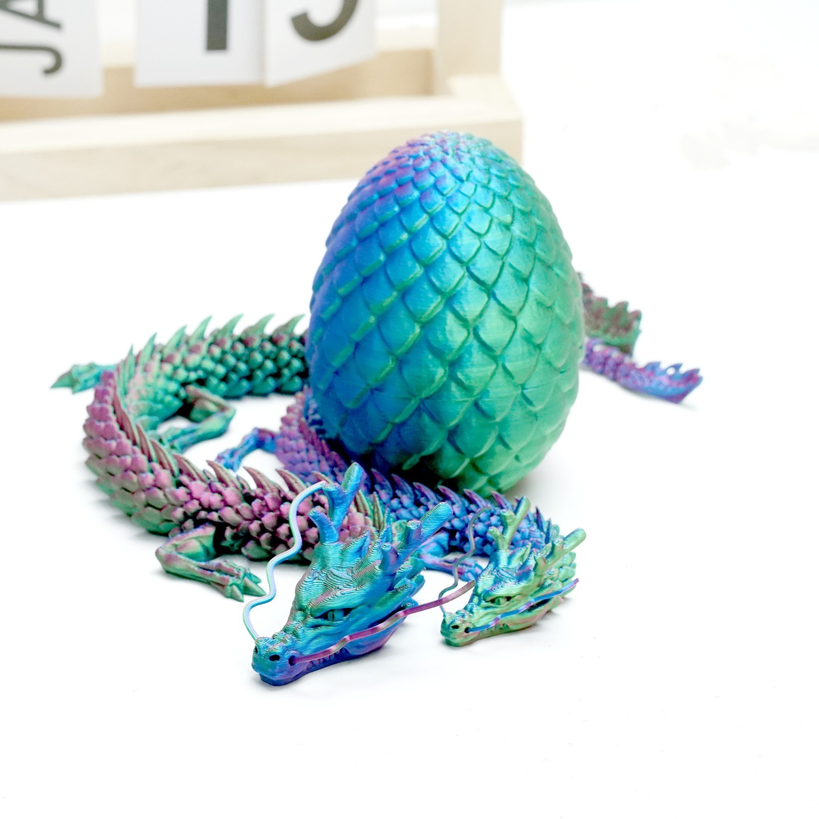 3PCS 3D Printed Dragon Egg Set Model,Articulated Animals figure,Toys Home Decor