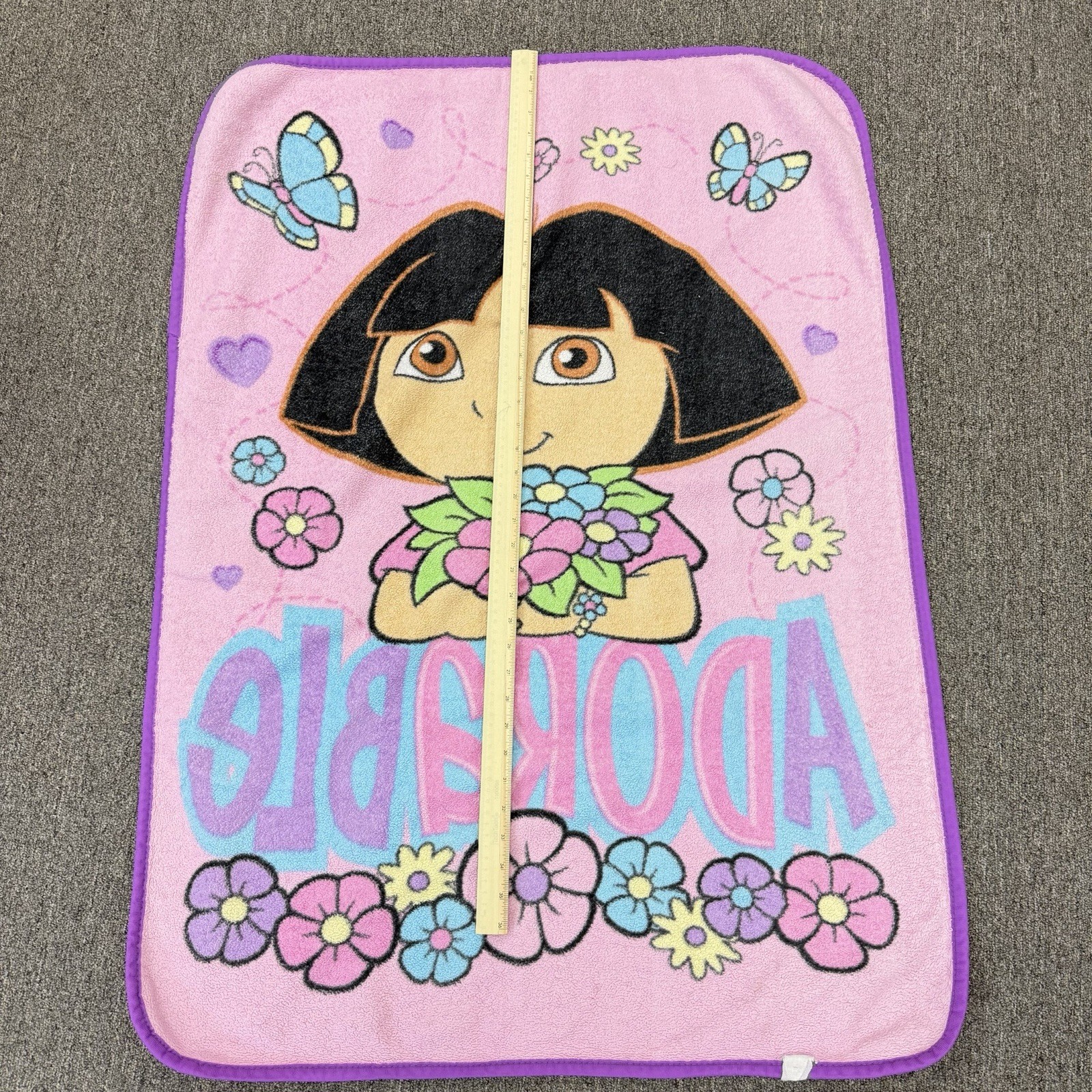 Blanket & Toy Bundle – Dora the Explorer Doll Hard Plastic Toy 8&Prime; Mattel 2002