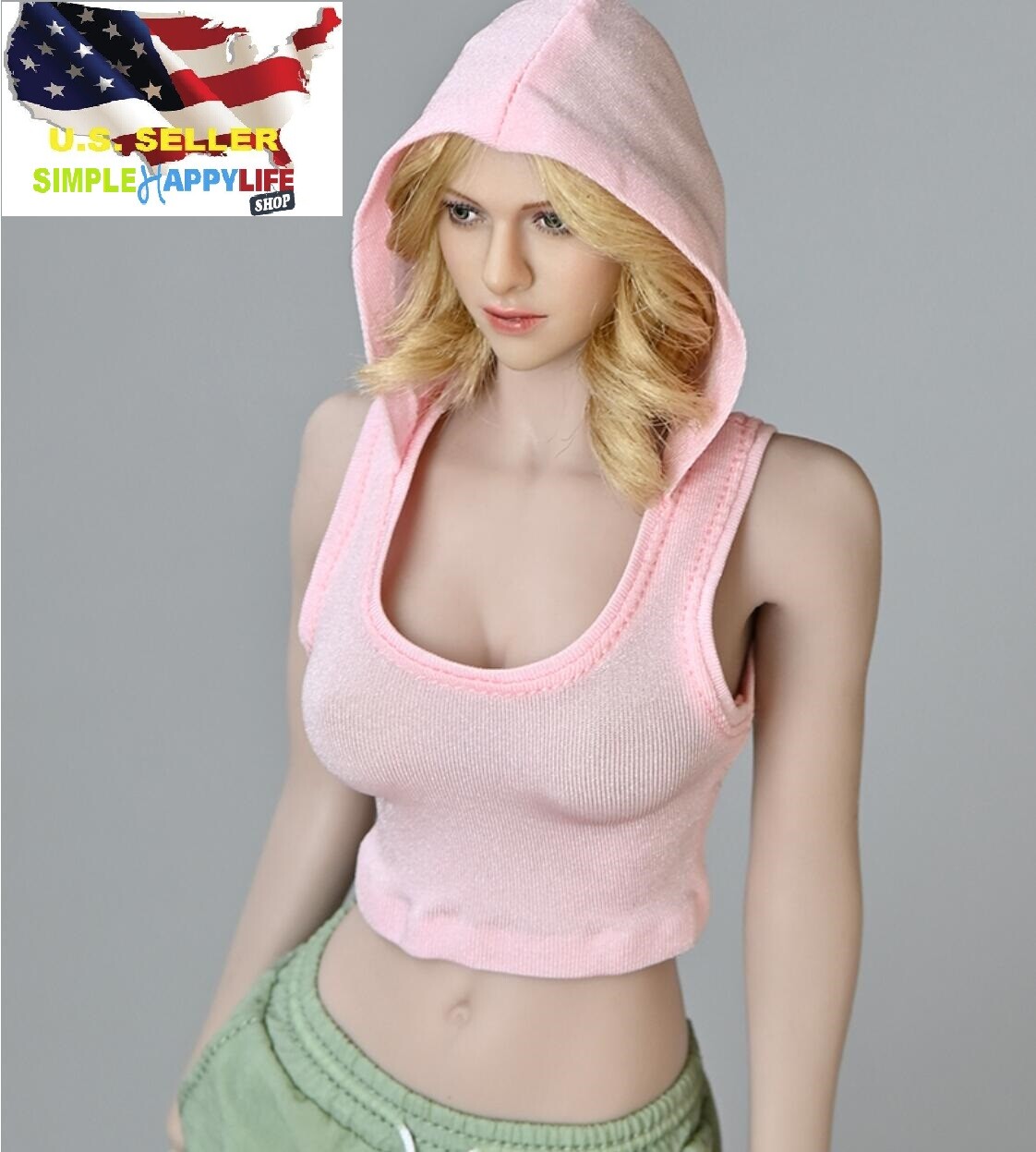 1/6 Female Pink hoodie vest sport for 12&Prime; figure phicen hot toys poptoys ❶USA❶