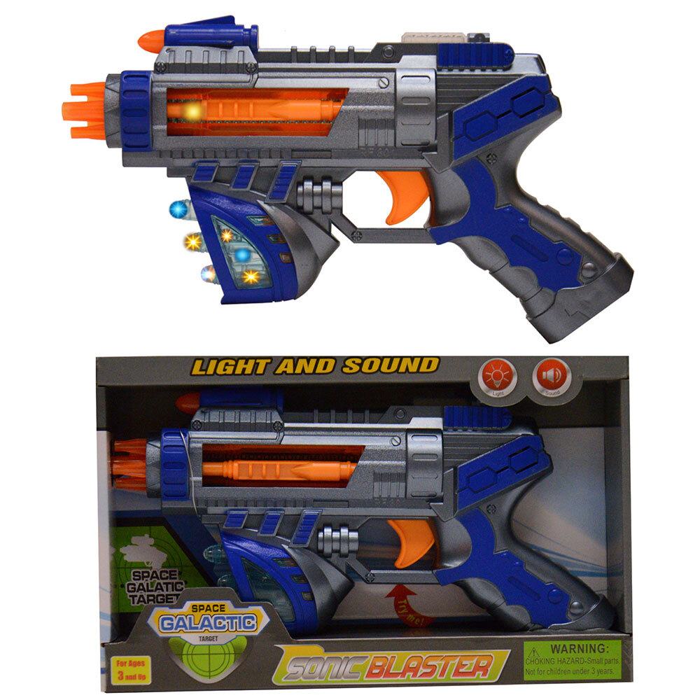 Light Up Space Blaster Pistol Handgun w/ Flashing Lights Sound Kids Toy Gun Gift