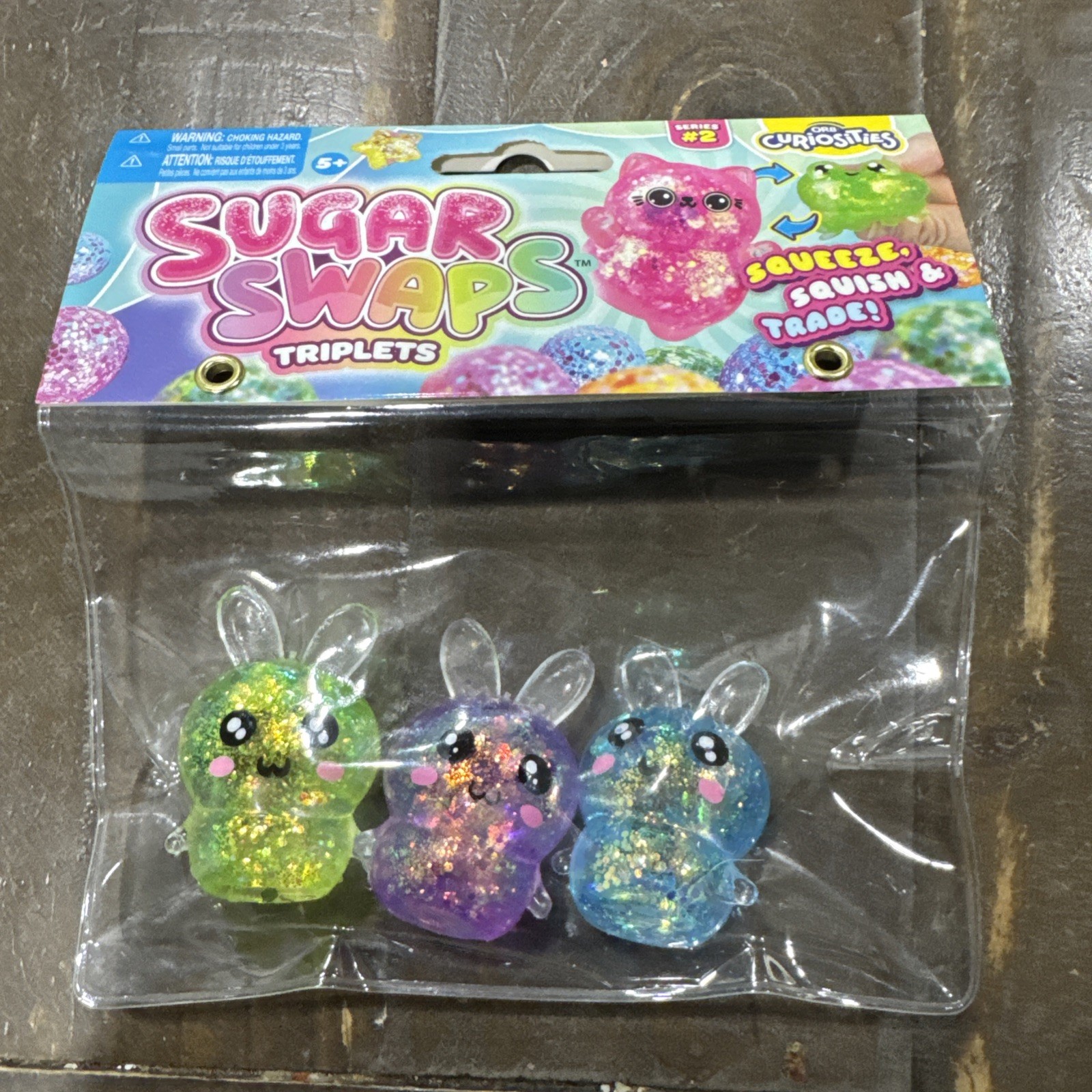 ORB Sugar Swaps Triplets Series 2 Curiosities Squishy Bunny Toys 3 Pack Glitter