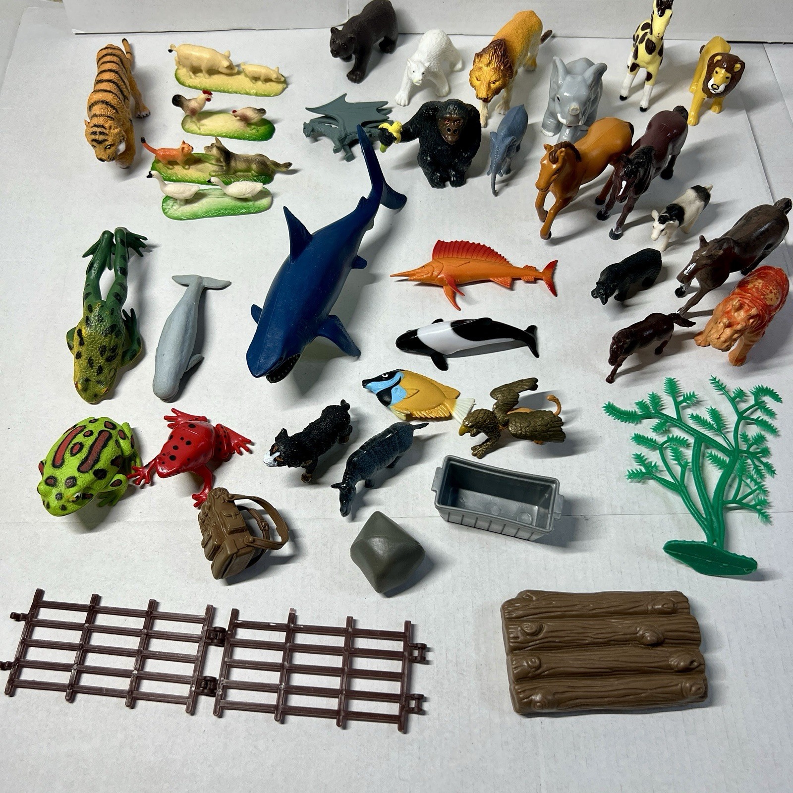 Huge Lot 35+ Mixed Animal Figures & Scenery – K&M / China Safari Sea Life Farm