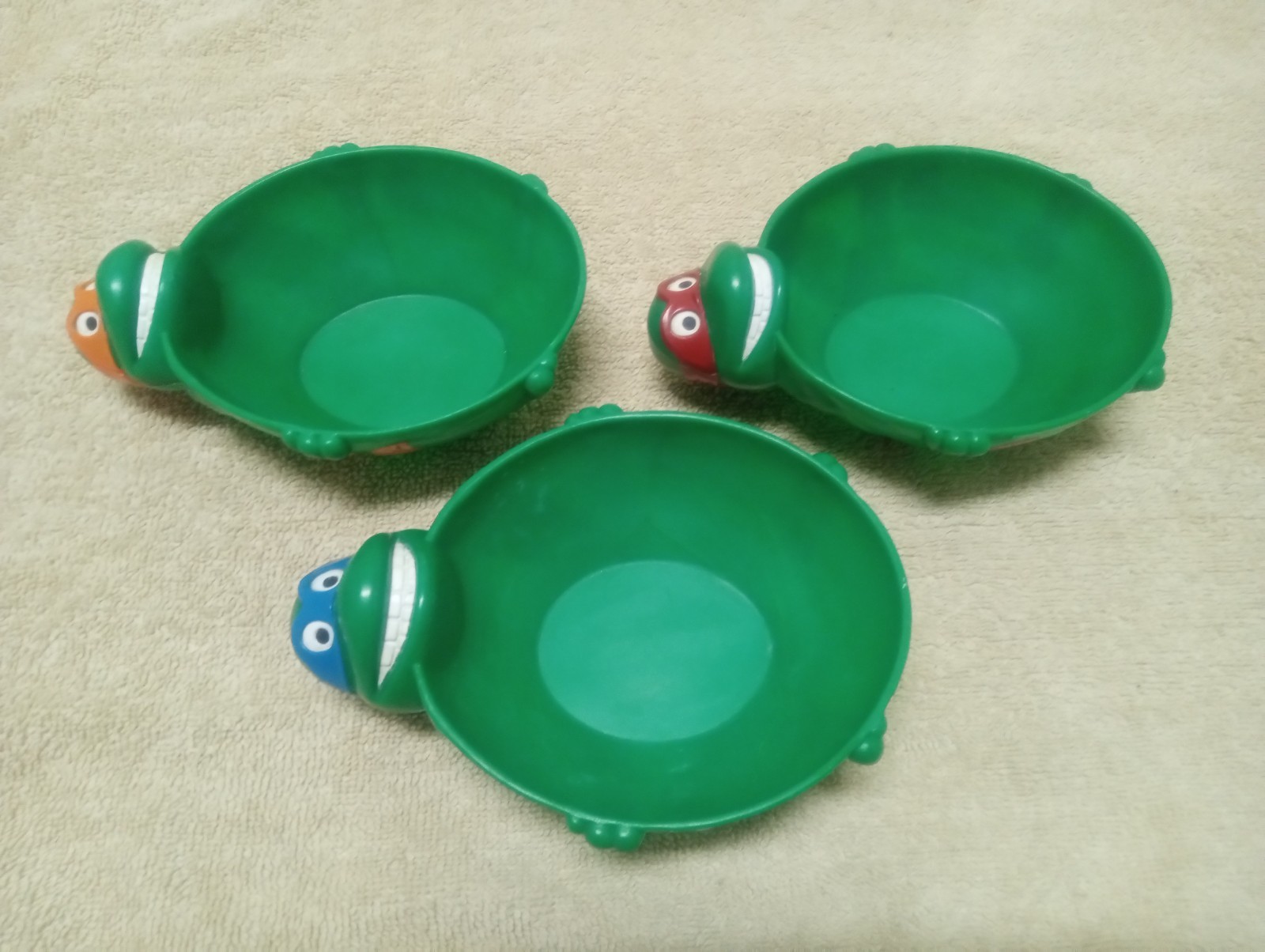 TMNT Cereal Promo Bowls 3 Different Leo Raph and Mike Lot Turtle Figure Bowls